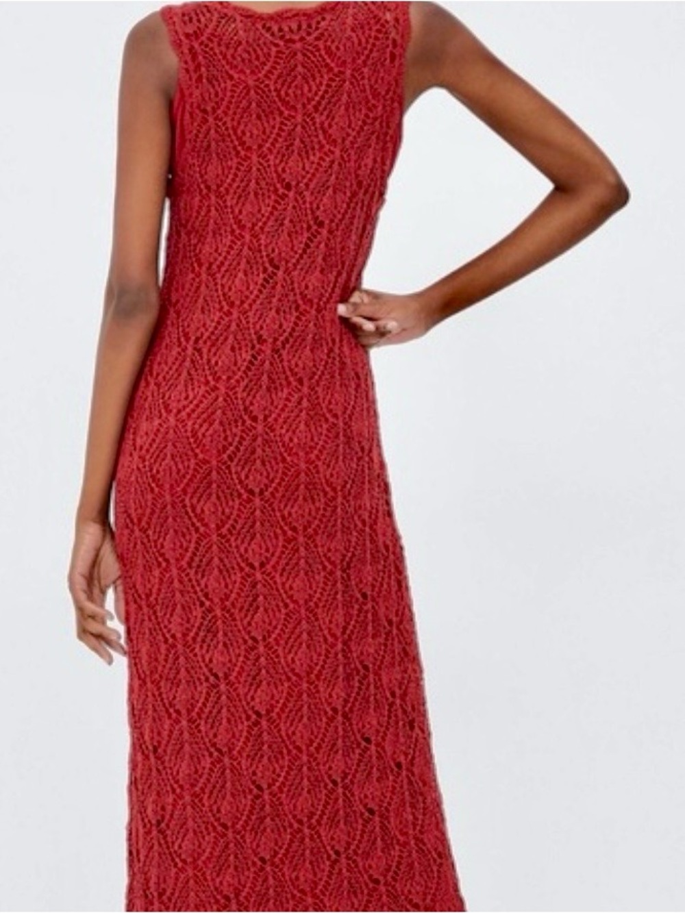 Zara Open Crochet Maxi Dress in Brick - Picture 12 of 13